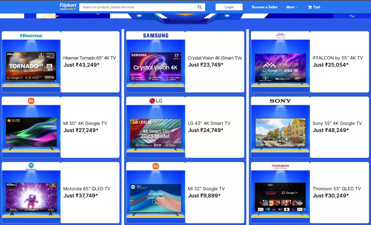 Flipkart Big Billion Days 2023 65inch QLED TV Under Rs 40,000, 55